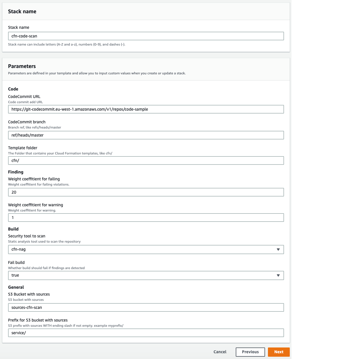 Figure 2: AWS CloudFormation stack