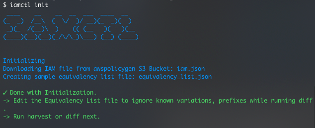 Figure 4: Output of the iamctl init command