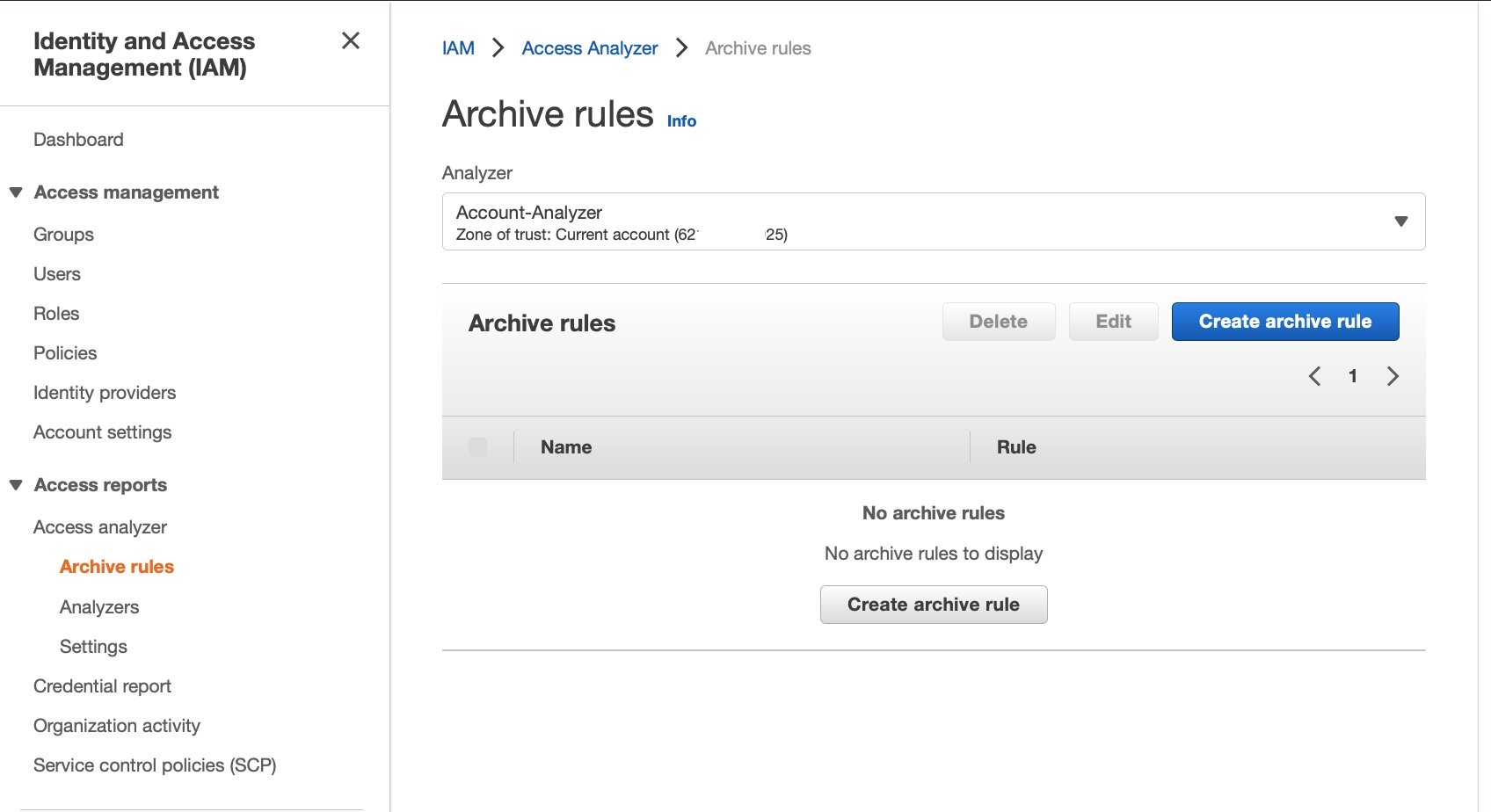 Figure 1: Create archive rule