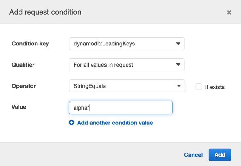 Figure 11: Add request conditions