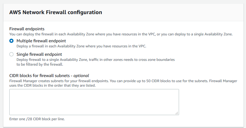 Figure 3: Defining Network Firewall resiliency policy