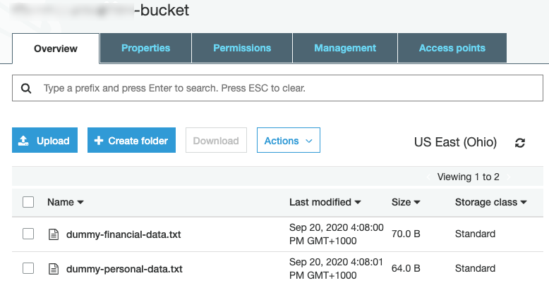 Figure 8: Dummy files uploaded to S3