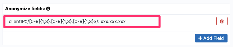 Figure 12: Anonymize the field with a pattern