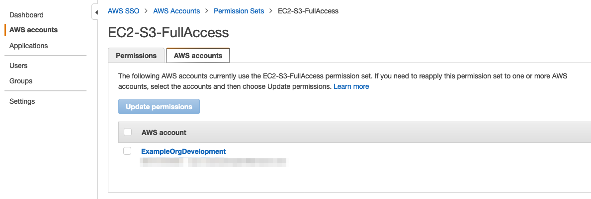 Figure 18: Review permission set account assignment in the AWS SSO console