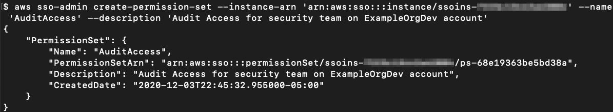 Figure 5: Creating the permission set AuditAccess