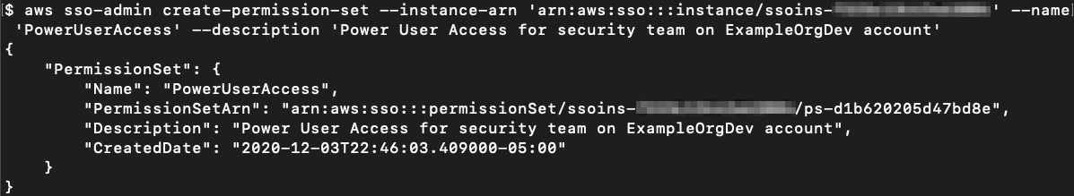 Figure 6: Creating the permission set PowerUserAccess