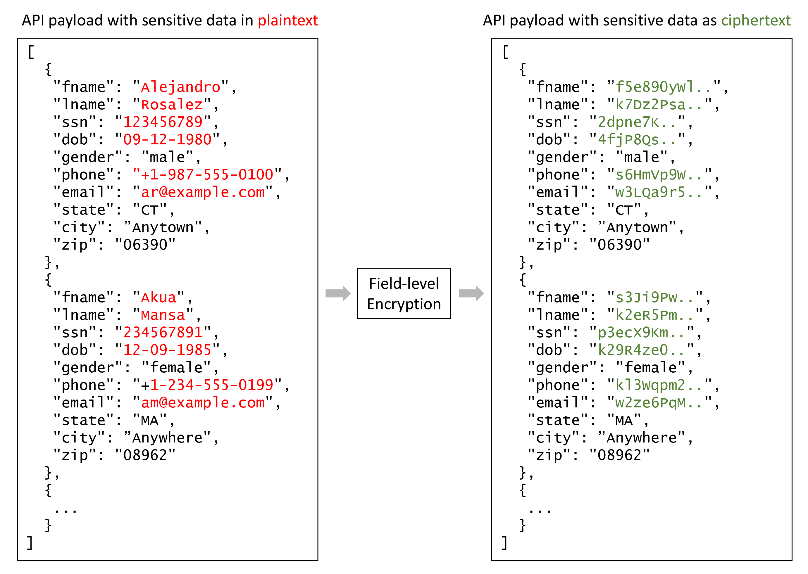 Figure 1: Example of field-level encryption