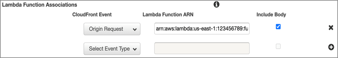 Figure 3: Configuration of Lambda@Edge in CloudFront