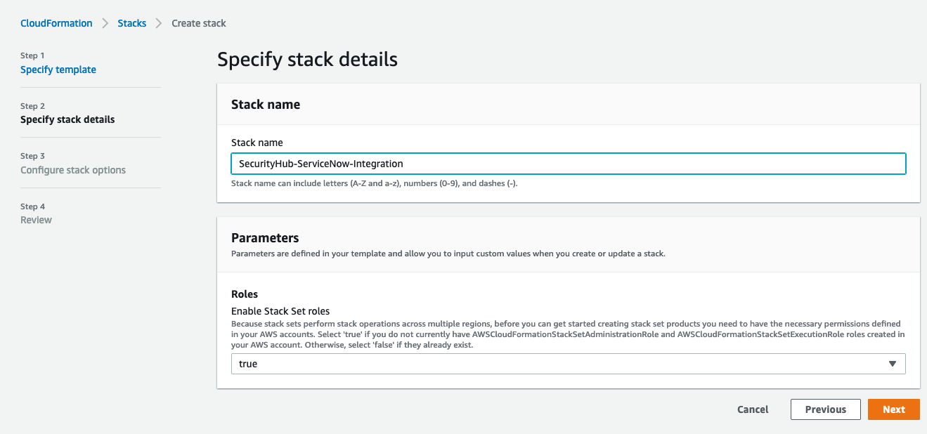 Figure 1: Creating a CloudFormation stack