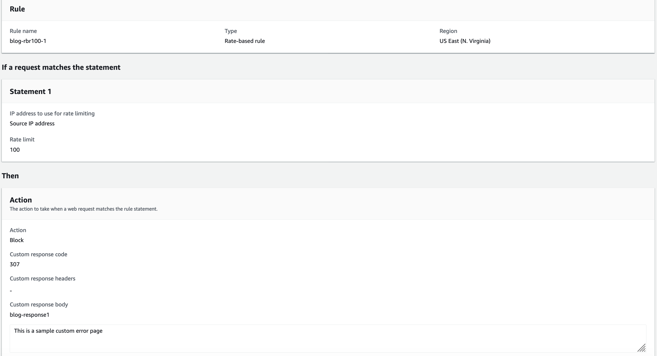 Figure 6: Custom error page - Web ACL configuration