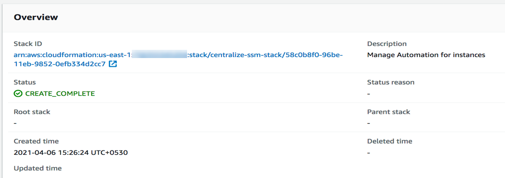 Figure 6: Completed deployment of the AWS CloudFormation stack