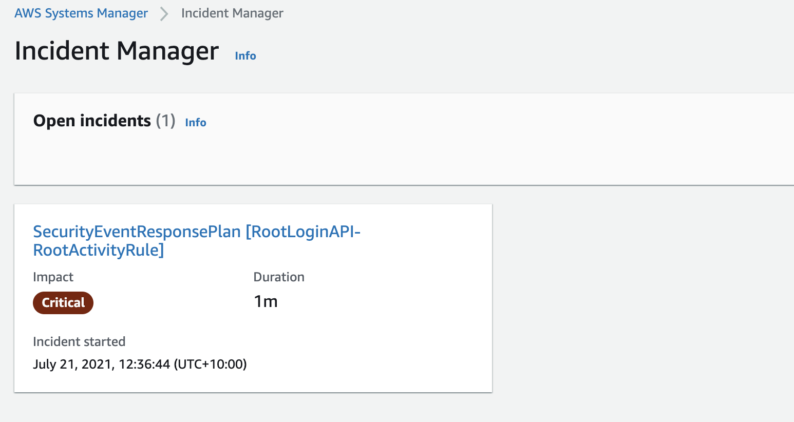 Figure 5: Incident Manager open incidents