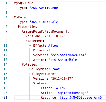 Figure 1- Example policy in CloudFormation template