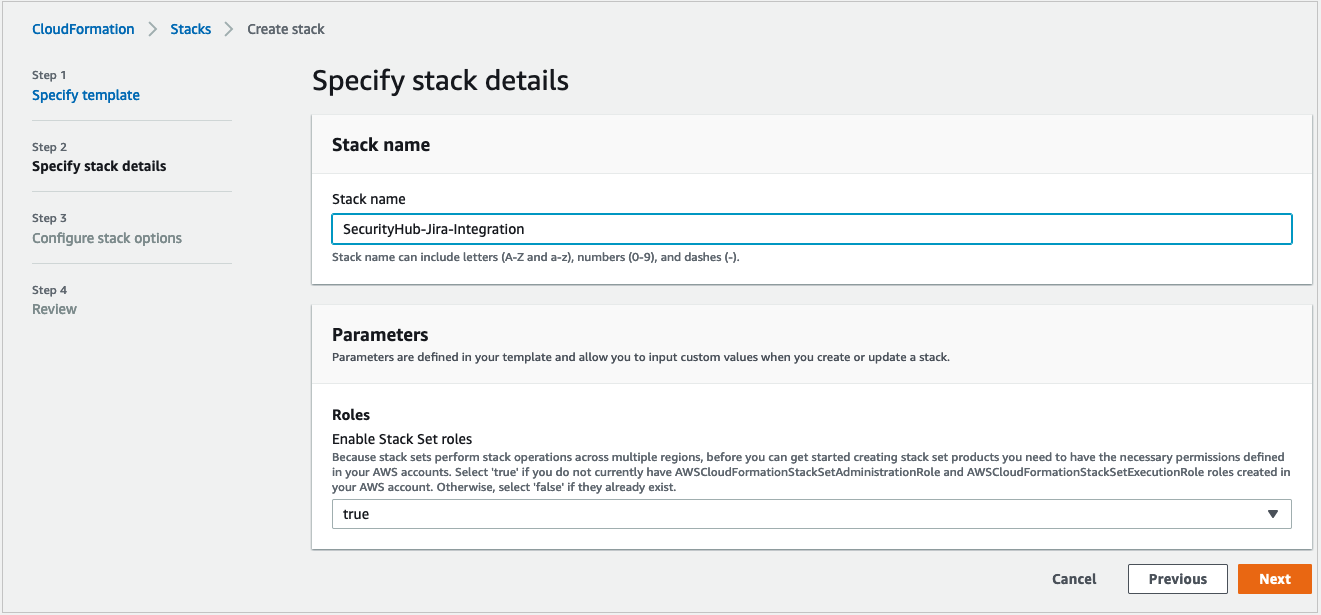 Figure 1: Creating a CloudFormation stack