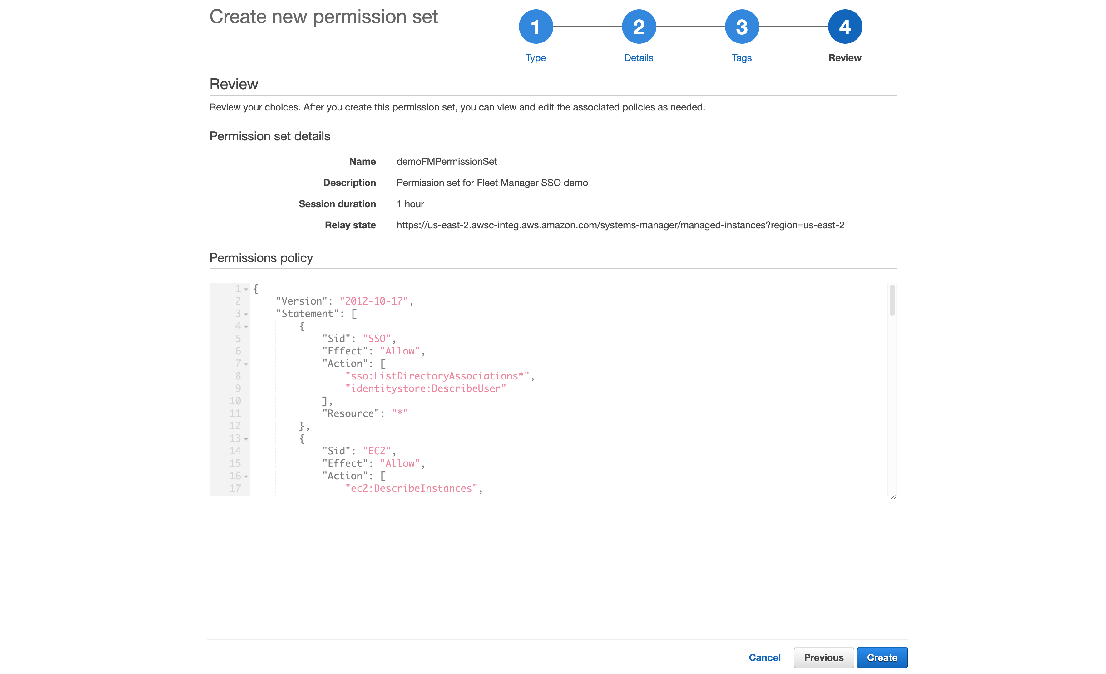 Figure 2: Reviewing the custom permission set