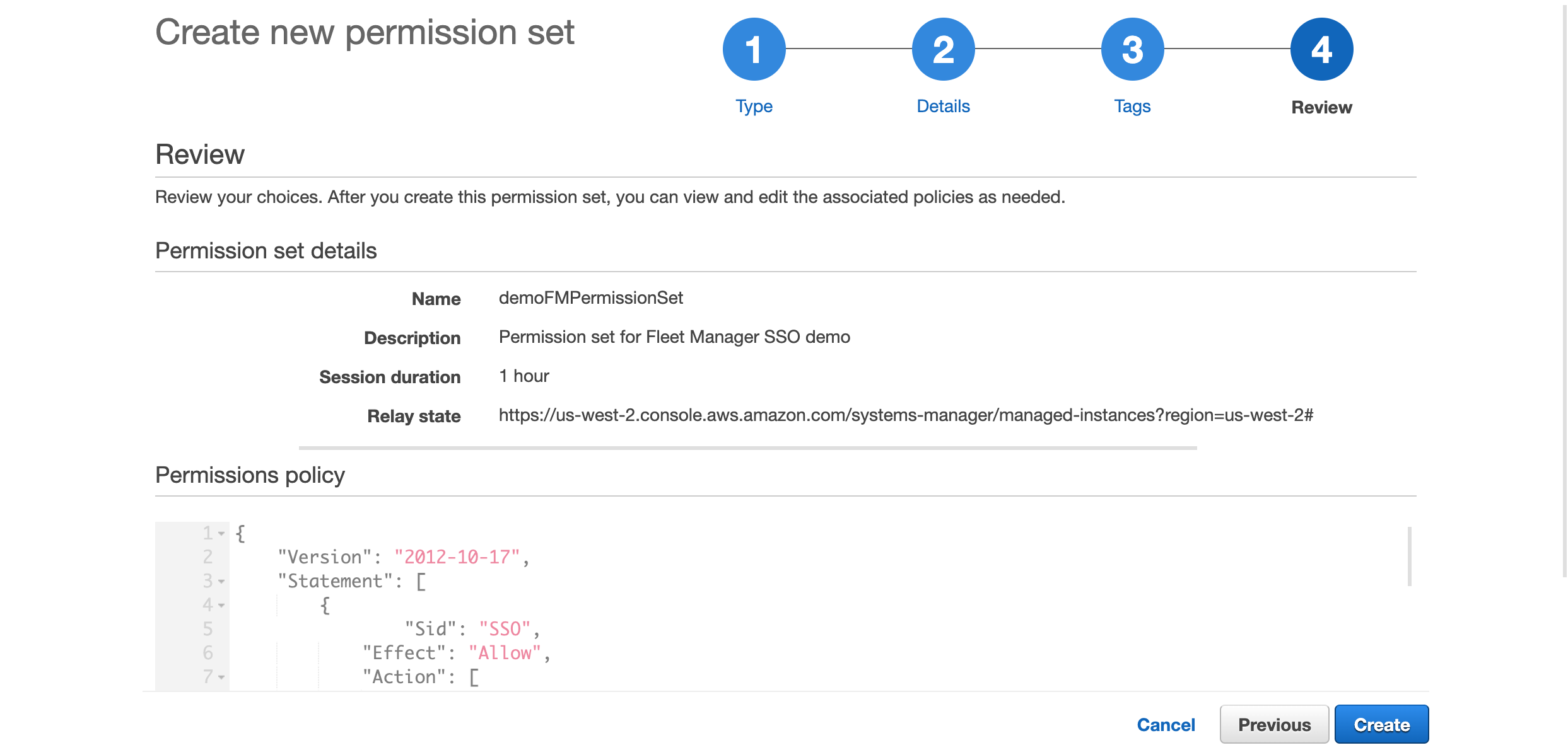 Figure 2: Reviewing the custom permission set