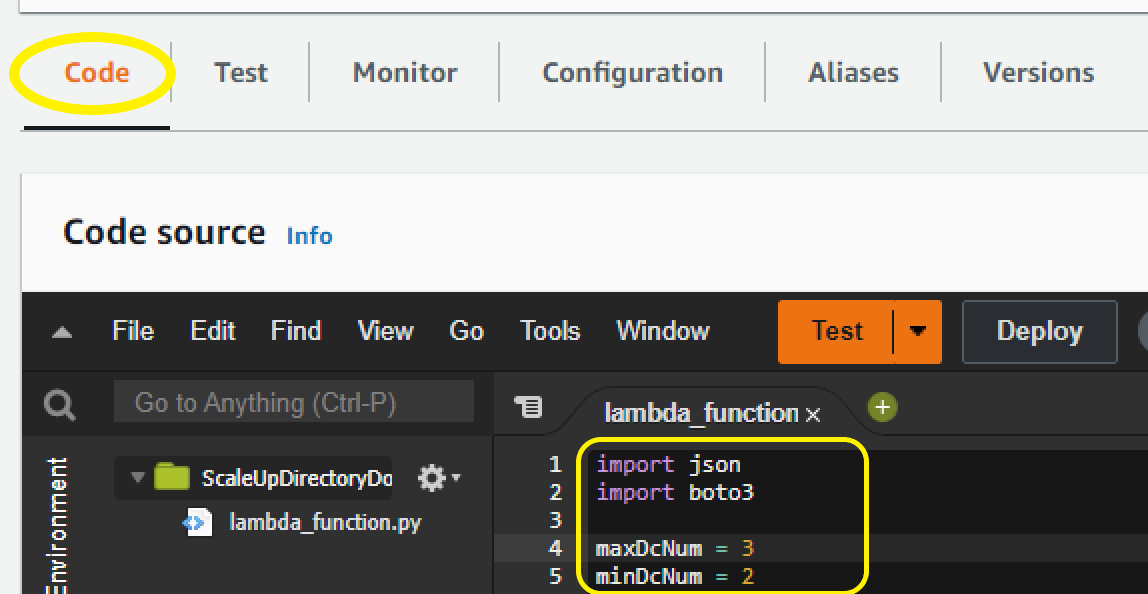 Figure 12. Paste sample code to complete the Lambda function setup