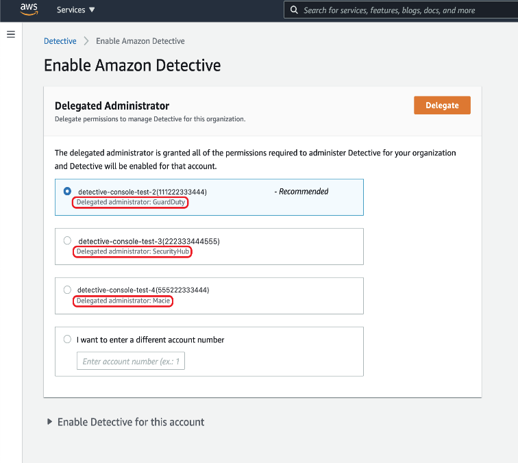 Figure 1. Setting delegated administrator