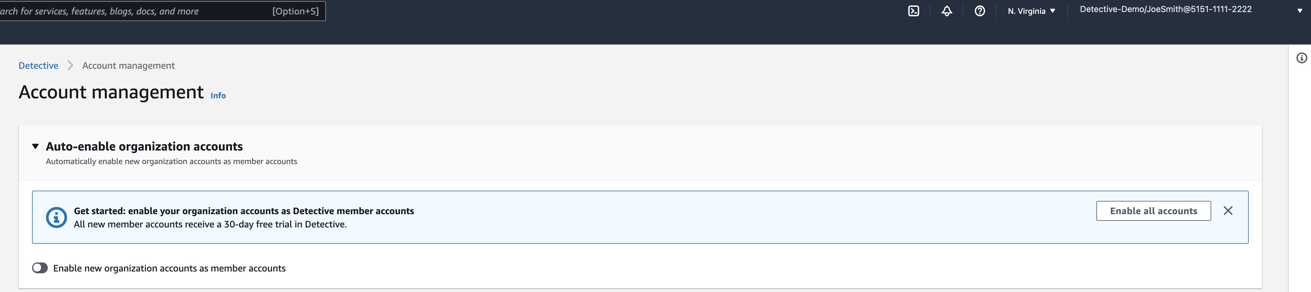 Figure 2. Auto-enabling Organization accounts