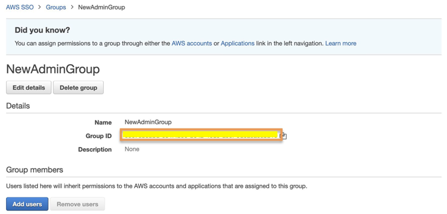 Figure 4: AWS IAM Identity Center user group ARN