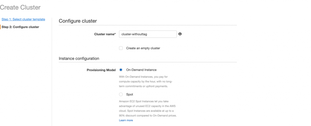 Figure 3. Create a cluster