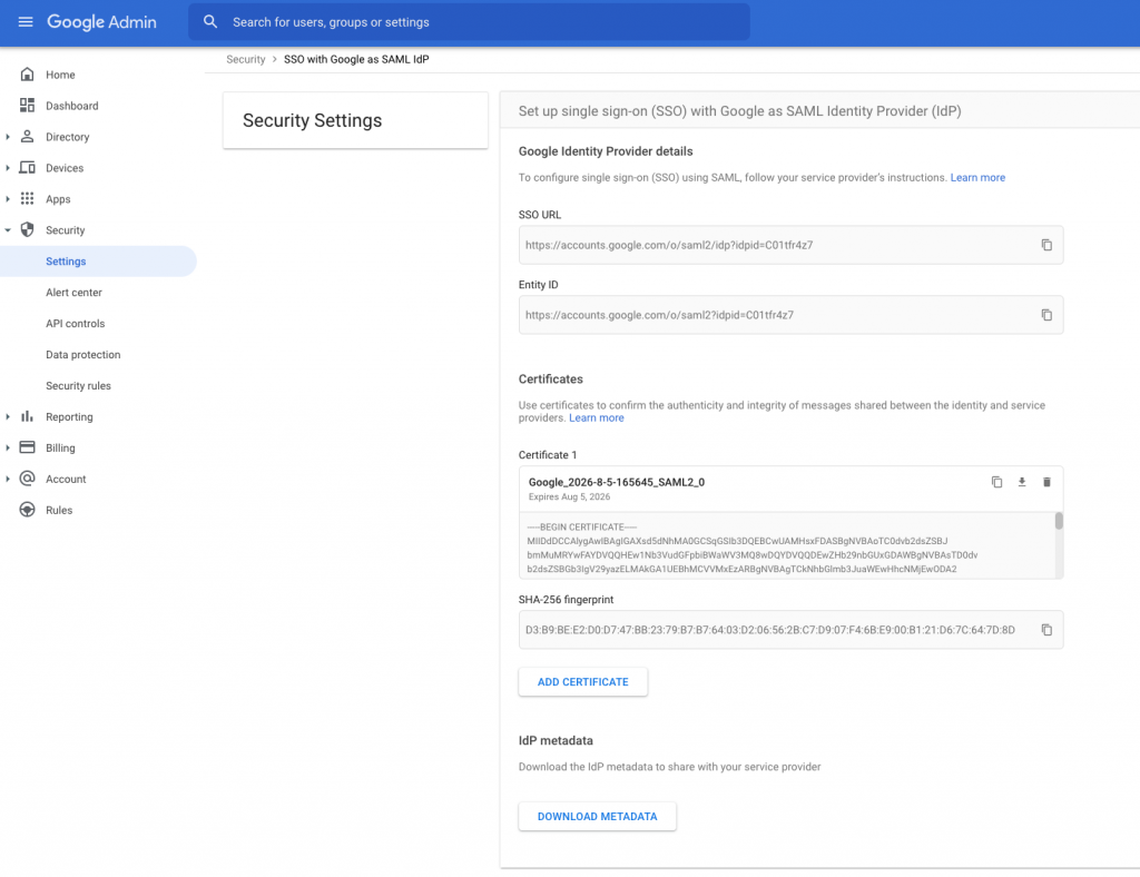 Figure 4: The "IAM Identity Center with Google as SAML IdP" page