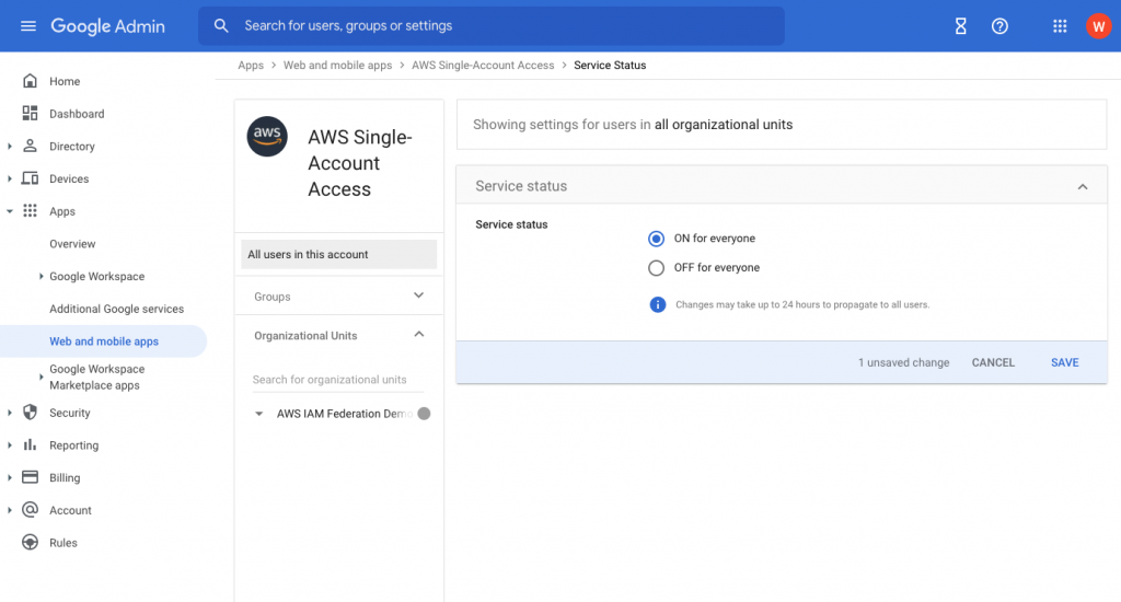 Figure 19: Saving the custom app settings