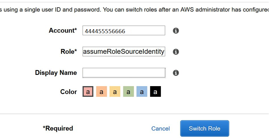 Figure 15 - Switch role to assumeRoleSourceIdentity