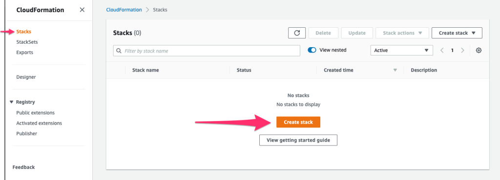 Figure 3. Create Stack in CloudFormation