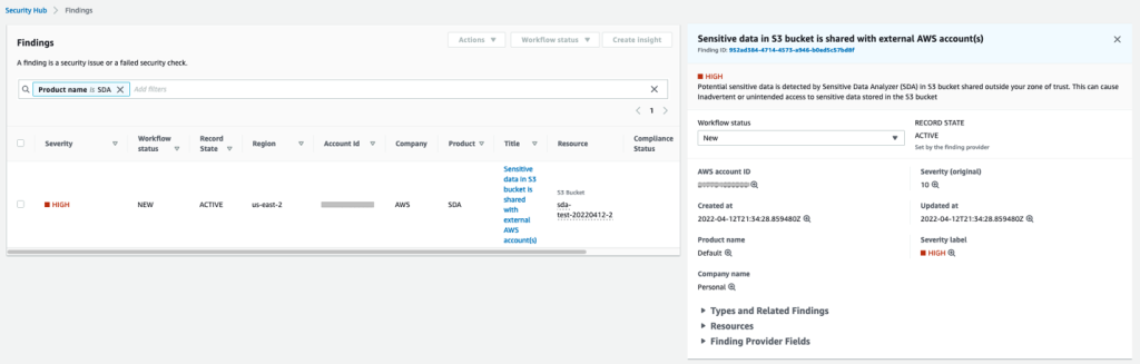 Figure 2: Sample Security Hub findings