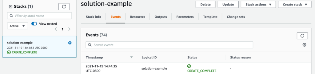 Figure 3: Sample CloudFormation deployment status