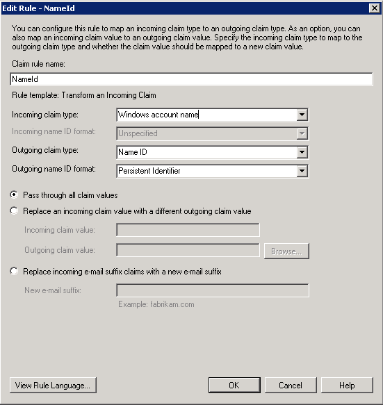 Screenshot showing the settings to choose