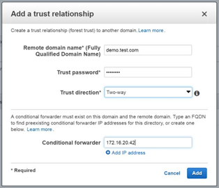 Image of configuring a conditional forwarder in the Directory Service console