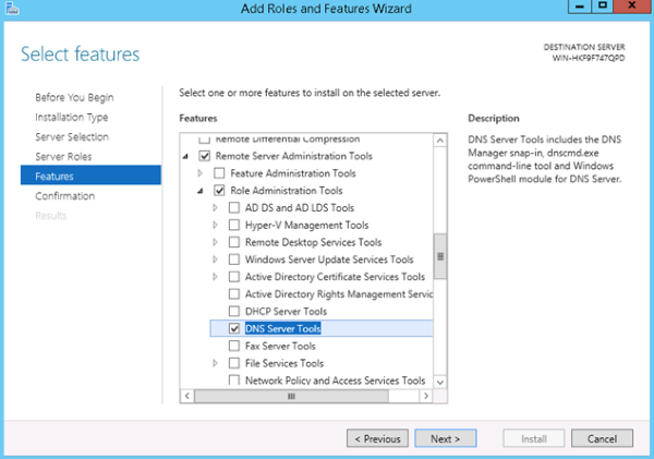 Image of installing DNS Server Tools