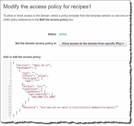 Screenshot of configuring the resource-based policy