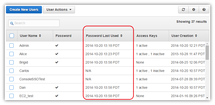 Screenshot showing last sign-in information in console