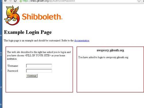 Screenshot of Shibboleth login page