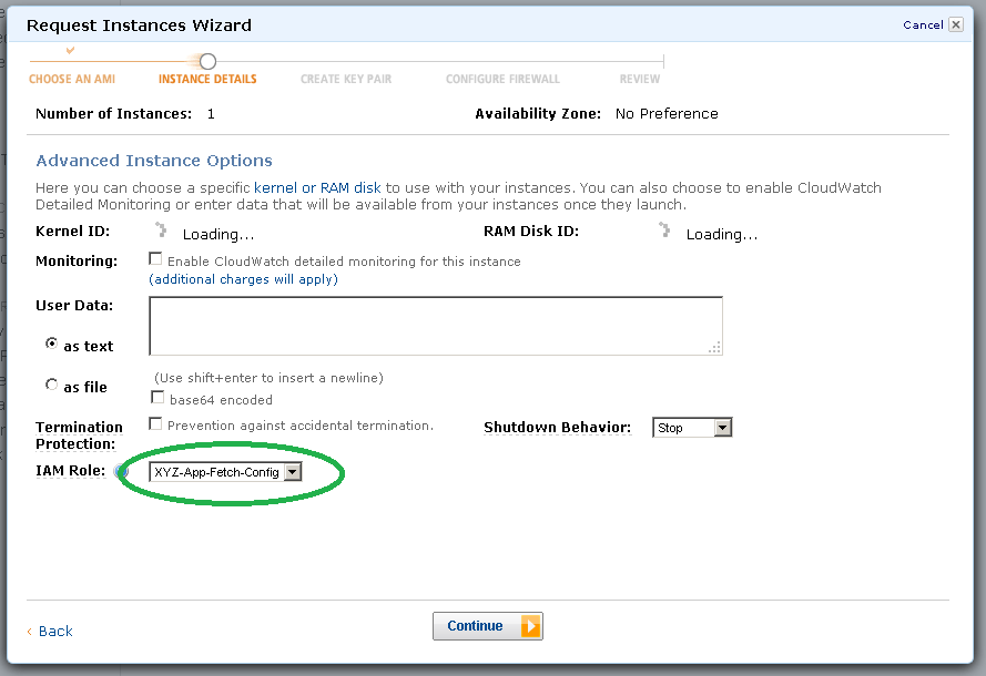 Screenshot of ensuring that the user has IAM:PassRole permissions for the “XYZ-App-Fetch-Config” role