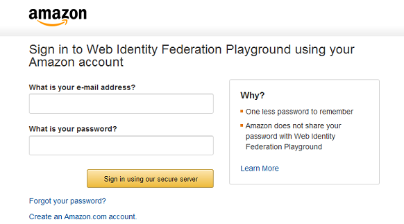 Screenshot of the identity provider sign-in page