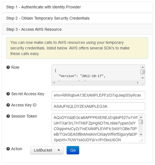 Screenshot of accessing AWS resources