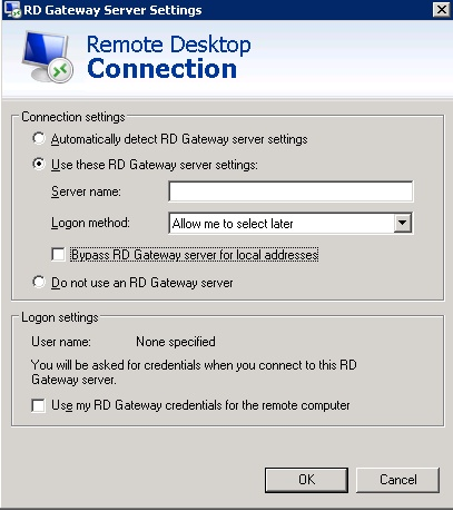 Figure 5 - Remote Desktop Connection