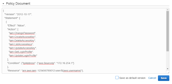 Image of UsersManageOwnCredentials policy with added IP address condition