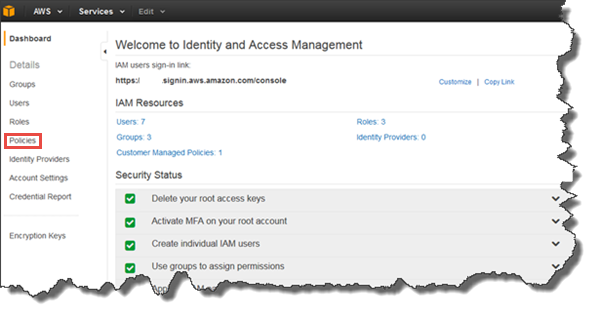 Image of Policies in navigation pane