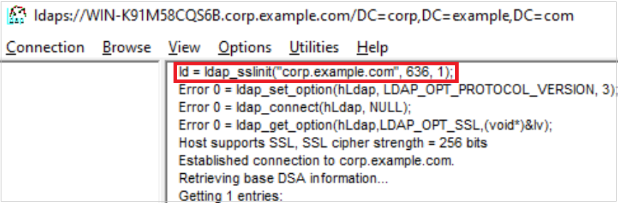 Figure 11: LDP successful LDAPS connection