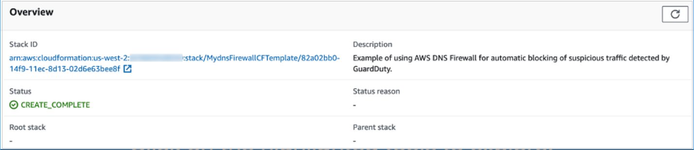 Figure 9: CloudFormation stack completed deployment