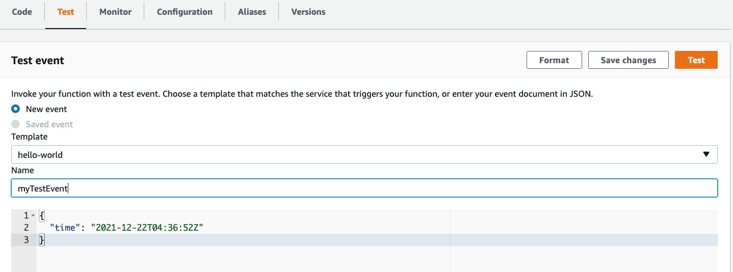 Figure 5: Configure test event for standalone account