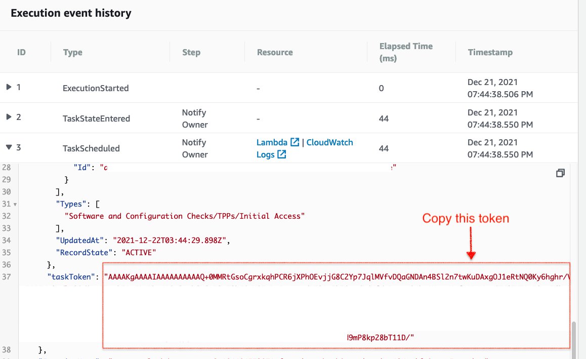 Figure 7: Retrieve taskToken from execution