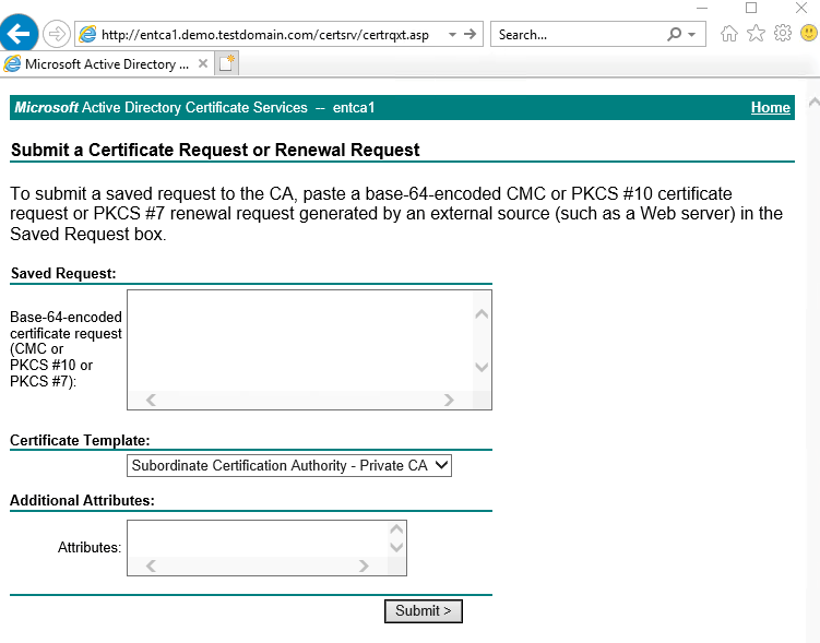 Figure 4: The interface to sign certificates on your CA now shows the new certificate template you created