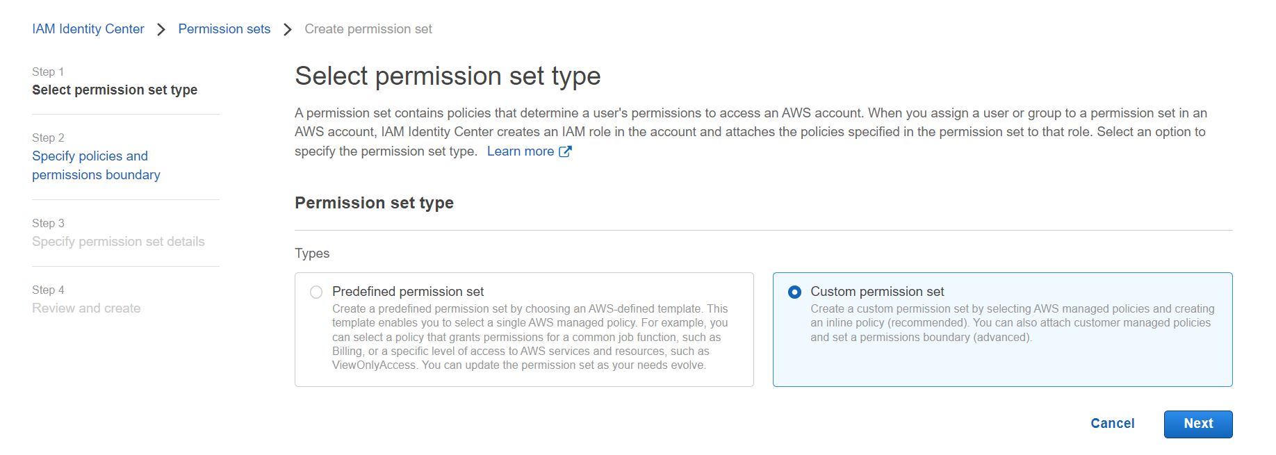 Figure 3: Select custom permission set