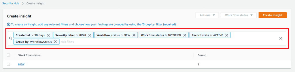 Figure 2: Create insights using filters